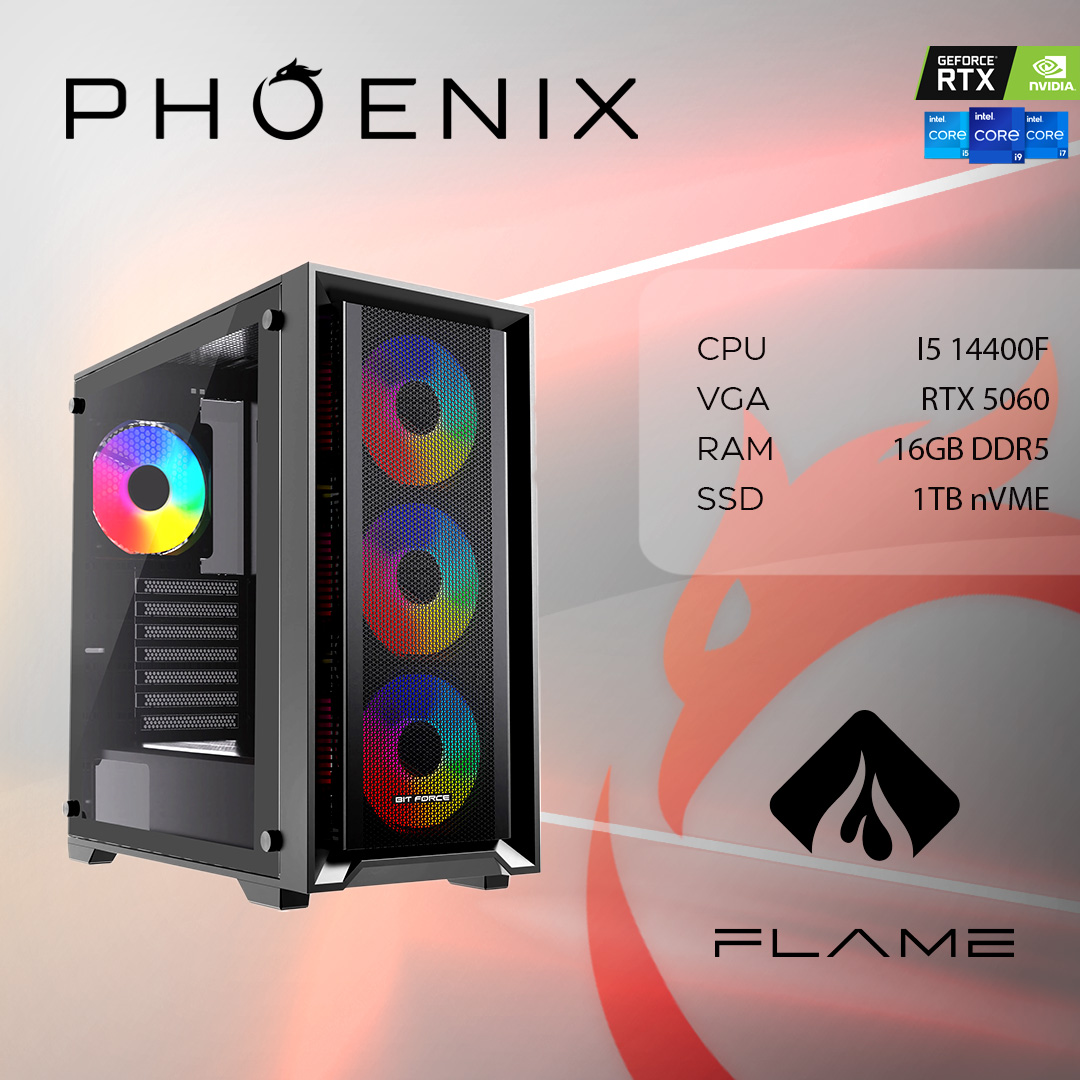 Računalo Phoenix FLAME X-503 Intel i5 14400F/16GB DDR5/NVME SSD 1TB/RTX 5060 8GB/600W 80+