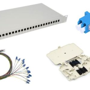 NFO Patch Panel 1U 19" Closed - Singlemode 24x LC UPC Duplex Adapter Pigtail kazeta SET