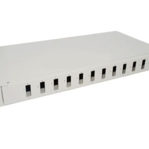 NFO Patch Panel 1U 19" - 12x SC Duplex, Closed, 1 tray, Light grey
