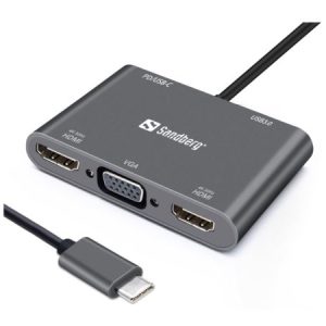 Sandberg USB-C Dock 2xHDMI 1xVGA USB PD