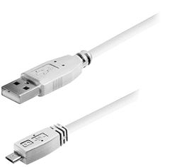 Transmedia USB typeA plug-Micro USB typeB 1m, white