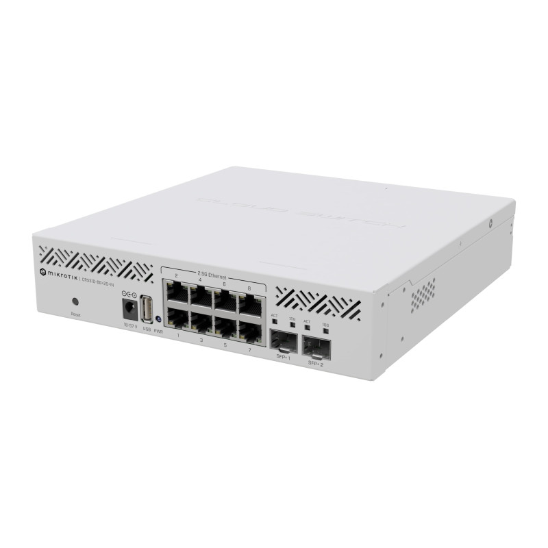 Mikrotik Cloud Router Switch CRS310-8G+2S+IN, 800 Mhz CPU, 256MB RAM, 8×2.5GLAN, 2×SFP+, RouterOS L5, desktop kućište, rackmount ears, PSU - Slika 3