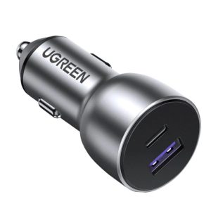 UGREEN auto punjač 52.5W, USB-C+USB-A, PD3.0/QC3.0, sivi