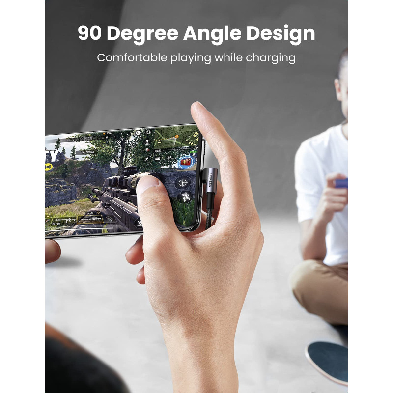 UGREEN USB-C (M) na USB-A (M), kutni 90°, 18W, 3A, pleteni kabel MFi, 1m - Slika 3