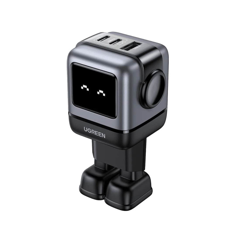 UGREEN Robot zidni punjač 65W, 2x USB-C, 1xUSB-A, GaN, sivo crni