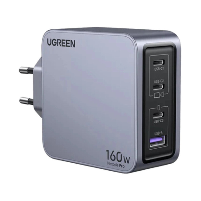 UGREEN Nexode Pro zidni punjač 160W, 3×USB-C/1×USB-A, USB-C kabel, GaN, sivi - Slika 2