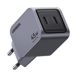 UGREEN Nexode Pro zidni punjač 45W, GaN, 2×USB-C, PD3.0/QC4.0, sivi