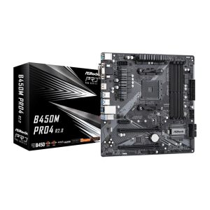 ASRock AMD B450M Pro4 R2.0, S.AM4, DDR4/3200, PCIe 3.0, G-LAN, D-SUB/DVI-D/HDMI, mATX