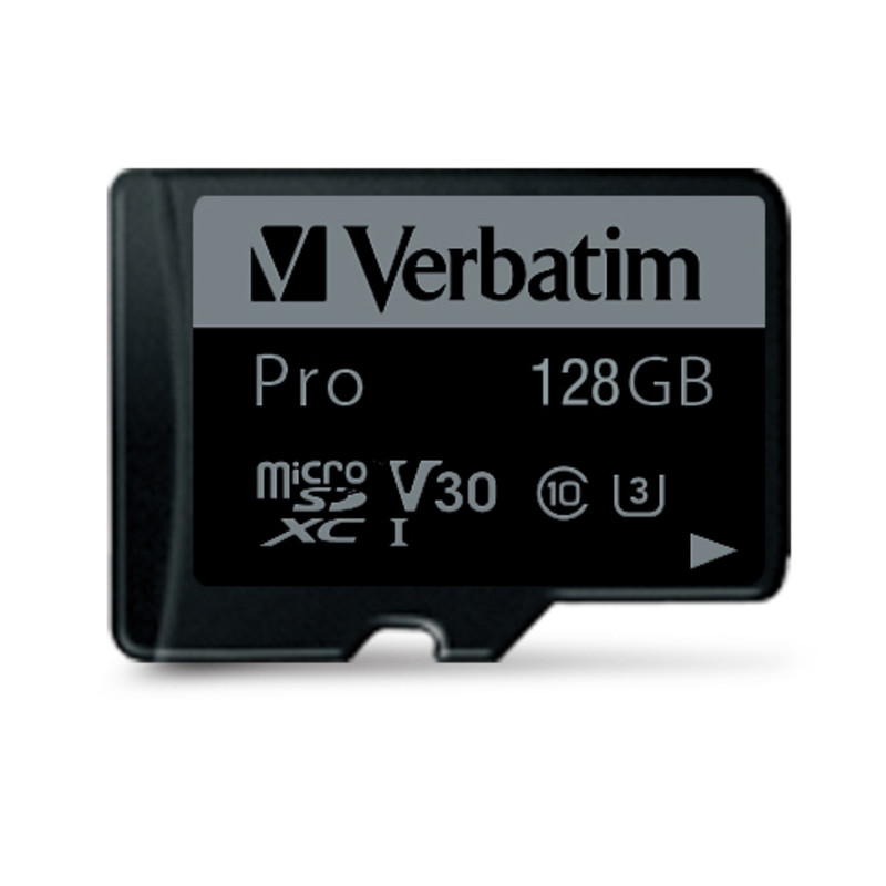 Verbatim memorijska kartica PRO Micro SDXC 128GB, U3, A2, V30, Class 10 Card + adapter