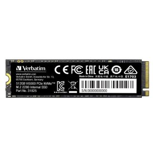 Verbatim Vi5000 512GB SSD PCIe NVMe M.2 2280 Gen4x4, R/W: 5000/4500MB/s