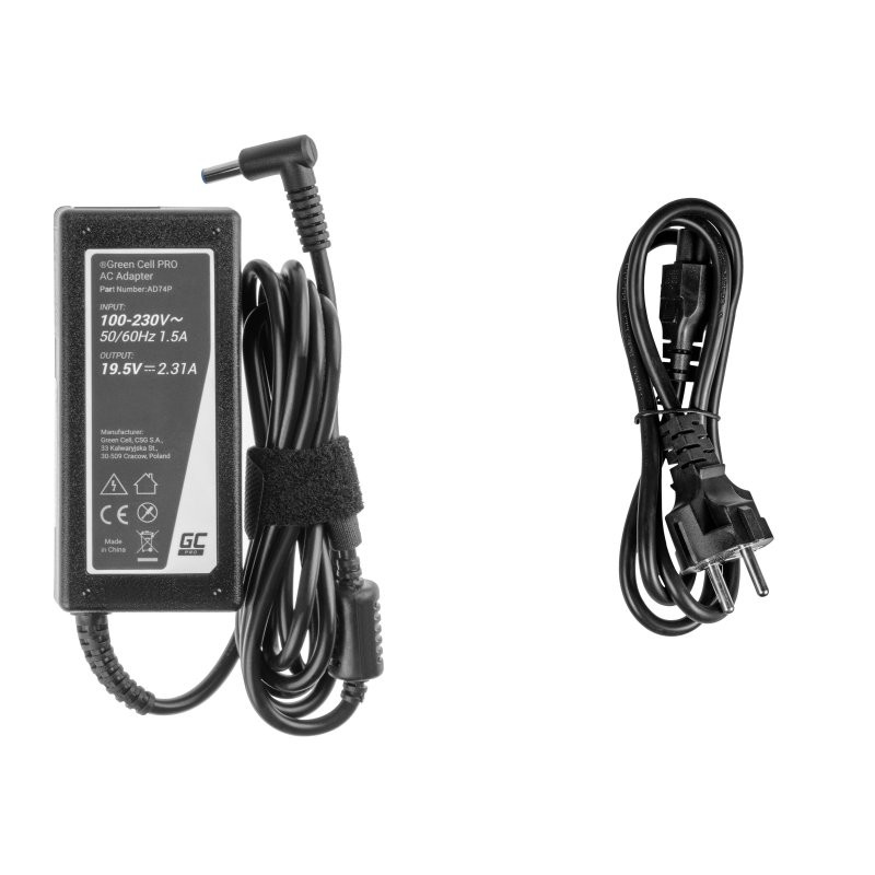 Green Cell (AD74P) AC adapter 45W za HP prijenosnike, 19.5V/2.31A, 4.5mm - 3.0mm - Slika 4