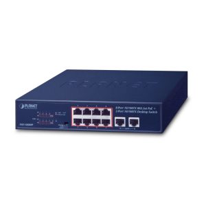 PLANET preklopnik (Switch) 10" 8-port 10/100TX 802.3at PoE + 2-port 10/100TX, rack-mountable