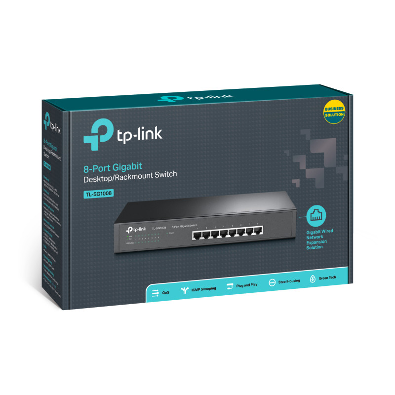 TP-Link 8-port Gigabit preklopnik (Switch), 8×10/100/1000M RJ45 ports, 1U 19", Rack mount, metalno kućište - Slika 3