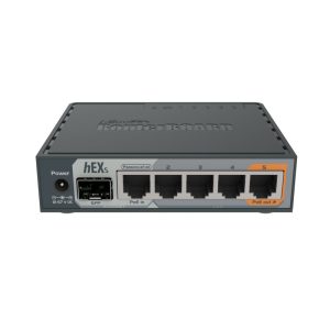 Mikrotik RB760iGS hEX S with Dual Core 880MHz MHz CPU, 256MB RAM, 5×G-LAN, SFP, USB, PoE-out-port #5, RouterOS L4, plastično kućište, PSU