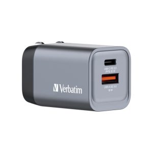 Verbatim GNC-35 GaN zidni punjač 35W, 1×USB-C PD 35W / 1×USB-A QC3.0