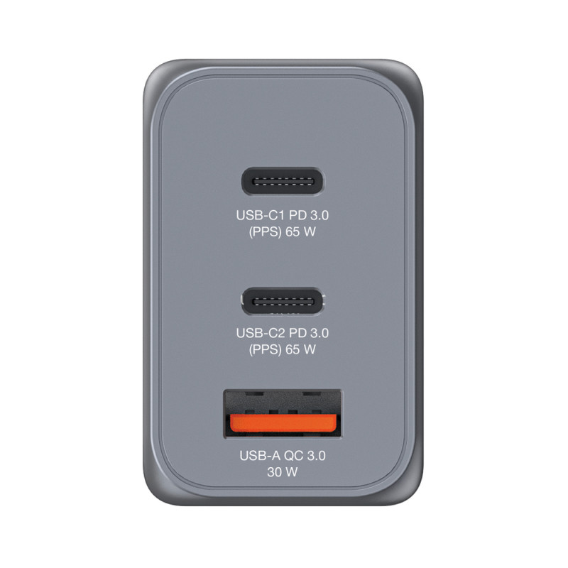 Verbatim GNC-65 GaN zidni punjač 65W, 2×USB-C PD 65W / 1×USB-A QC3.0 - Slika 2
