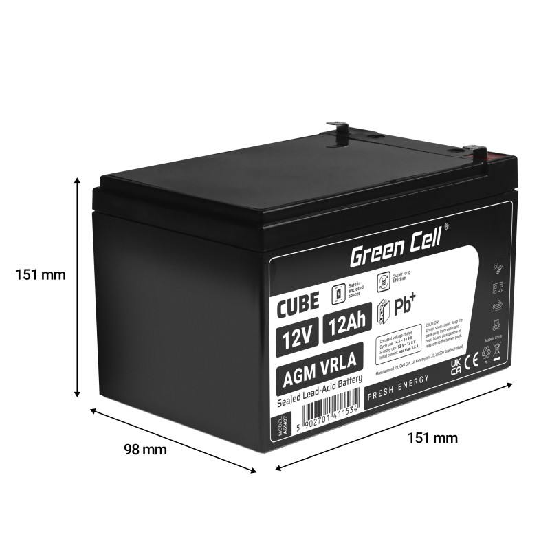 Green Cell (AGM07) baterija AGM 12V/12Ah - Slika 2