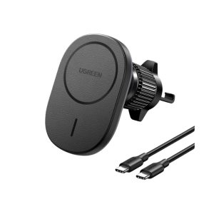 UGREEN MagSafe auto punjač 15W, USB-C, magnetni, bežični/indukcijski, crni