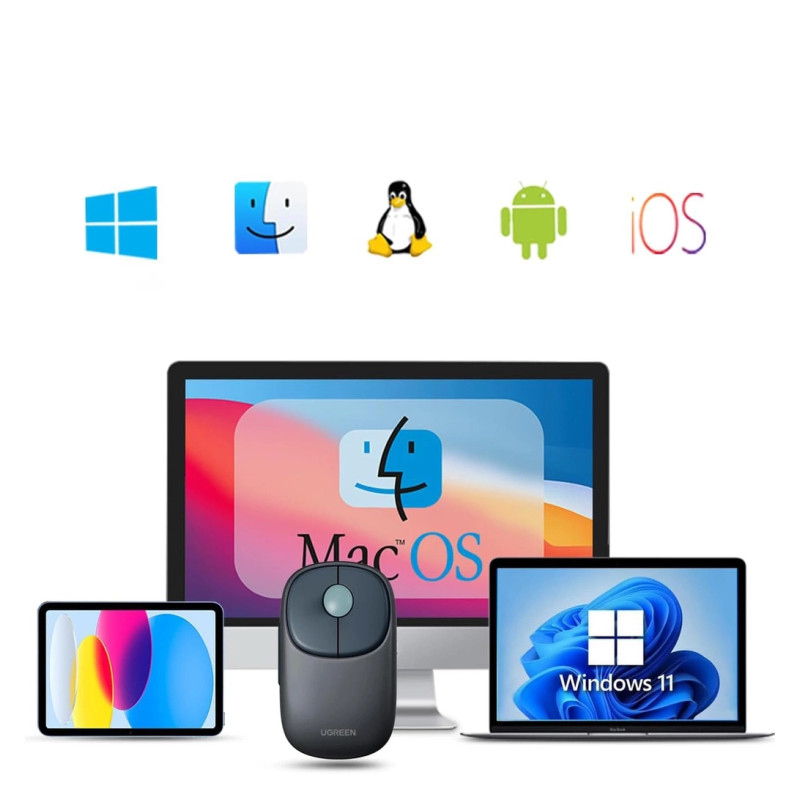 UGREEN FUN+ MU102 bežični miš, 4000 DPI, bluetooth, USB-C punjenje, plavi - Slika 5