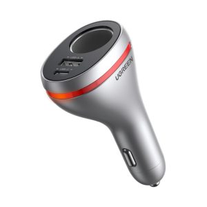 UGREEN auto punjač 84W, USB-C, USB-A, PD, QC 3.0, srebrni