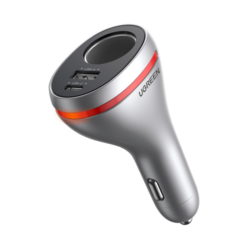 UGREEN auto punjač 84W, USB-C, USB-A, PD, QC 3.0, srebrni