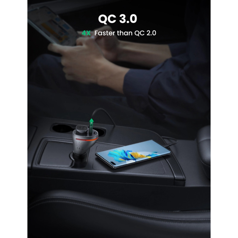 UGREEN auto punjač 84W, USB-C, USB-A, PD, QC 3.0, srebrni - Slika 2