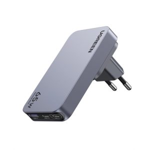 UGREEN Nexode Pro Ultra-Slim zidni punjač 65W, 2x USB-C, USB-A, GaNInfinity, sivi