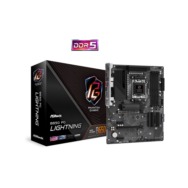 Asrock B650 PG Lightning, AM5, 4x DDR5/7200MHz(OC), PCIe 4.0, 7.1ch, G-LAN, HDMI, ATX