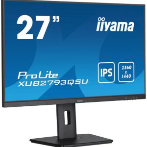 IIYAMA 27" XUB2793QSU-B7 QHD (2560x1440) IPS, Pivot, 100Hz, 16:9, 1ms, 300 cd/m2, 1300:1, 1xHDMI/DP, USB HUB 2x3.2, zvučnici, crni