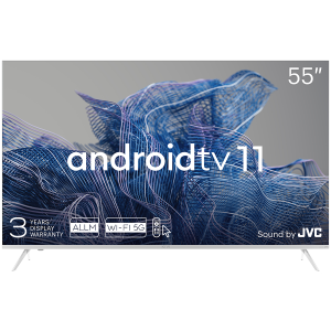 55', UHD, Android TV 11, White, 3840x2160, 60 Hz, Sound by JVC, 2x12W, 83 kWh/1000h , BT5.1, HDMI ports 4, 24 months