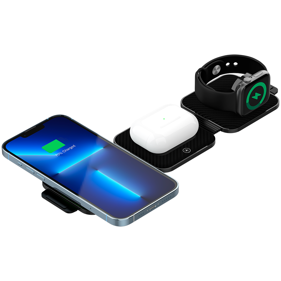 CANYON wireless charger WS-305 15W 3in1 Foldable Black - Slika 2