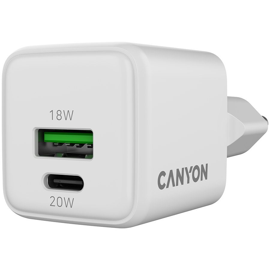 CANYON charger CU20AC GaN 20W 1xPD 1xQC EU White - Slika 3