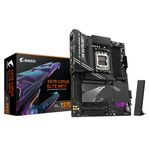 GIGABYTE Mainboard Desktop X870 AORUS ELITE WIFI7 (X870 AM5, 4xDDR5, 2.5GbE LAN, Wi-Fi 7) ATX