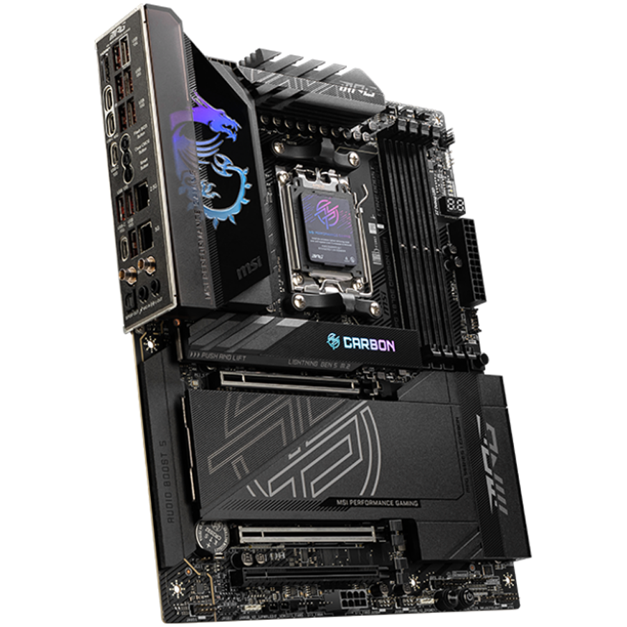 MSI MPG X870E CARBON WIFI, ATX, Socket AM5, 4x DDR5 Dual Channel DDR5 up to 8400(OC)MHz, 3x PCIe 3.0 x16 slot, 4x M.2 slot, 9x USB 10Gbps, 2x 10Gbps Type-C, 2x 40Gbps Type-C, HDMI, 7.1 HD Audio, 2.5+5G LAN, WiFI 7, BT, 3Y - Slika 4