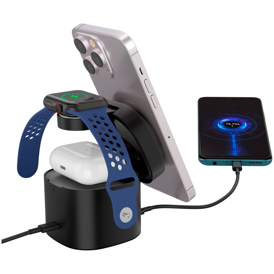 Canyon 4 in 1 Wireless Charging Stand, 30W max, Size: 70x70x70.3mm, weight: 414g, with 65W charger and 1M cable, black - Slika 4