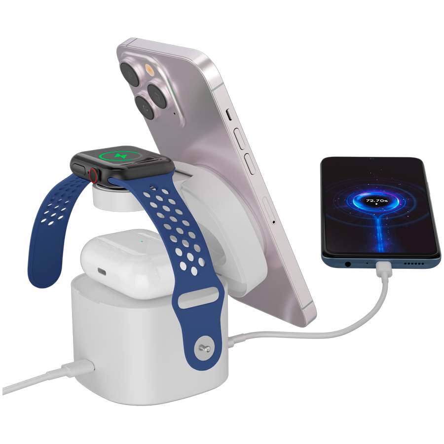 Canyon 4 in 1 Wireless Charging Stand, 30W max, Size: 70x70x70.3mm, weight: 414g, with 65W charger and 1M cable, white - Slika 4