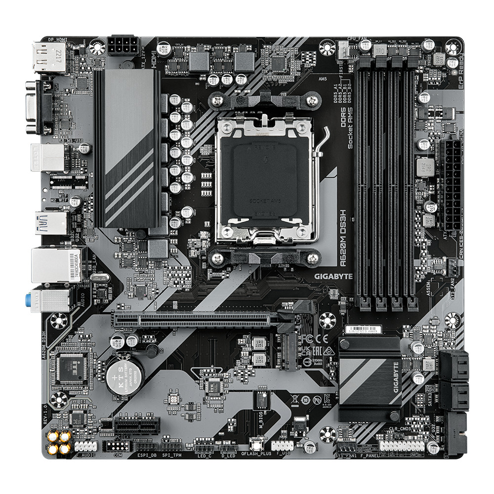 Gigabyte MB A620M DS3H, S.AM5 4x DDR5/7600(OC), PCIe 4.0, G-LAN, HDMI/DP/VGA, USB-C, mATX - Slika 2