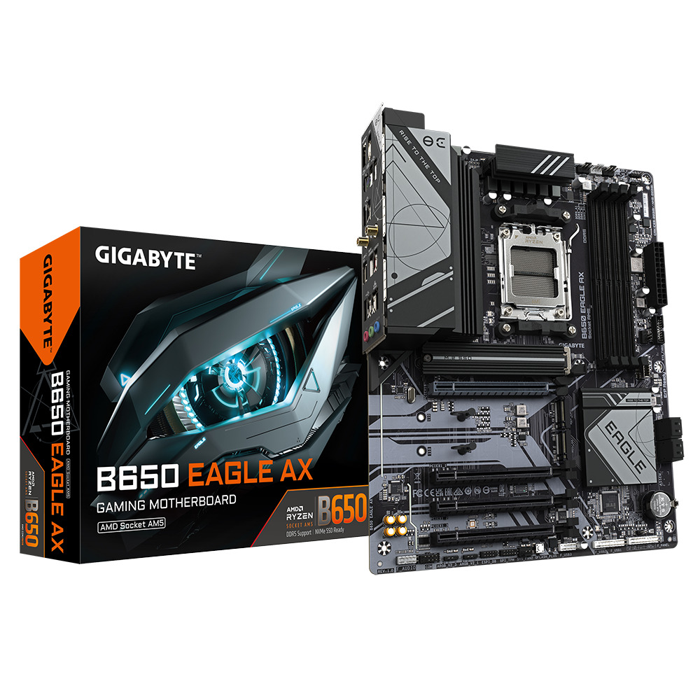 Gigabyte MB B650 EAGLE AX, S.AM5, 4×DDR5/7600(OC), PCIe 4.0, G-LAN, 1×DP/HDMI, USB-C, WiFi, ATX