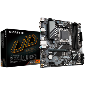 GIGABYTE MB AM5, A620, 4xDDR5, VGA+ DP + HDMI, 1xPCIe x16, 1xPCIe x1, 1xM.2, 4xSATA, GbE LAN, mATX