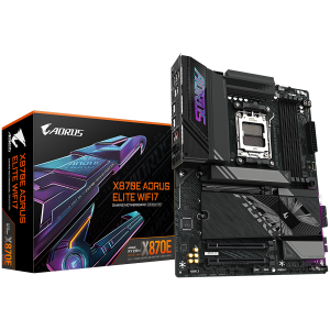 GIGABYTE MB X870E AORUS ELITE WIFI7 (AM5, 4x DDR5 256GB, 1x PCI-E 5.0 x16x16, 1x PCI-E 4.0 x16x4, 1x PCI-E 3.0 x16x2, 3x M.2 PCIe 5.0 & 1x M.2 PCIe 4, 4x SATA, 2x USB4 Type-C, 6x USB 3.2, 3x USB 2.0, 1x HDMI, Realtek Wi-Fi 7, 2.5GbE LAN, ATX)