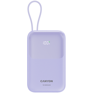 CANYON power bank OnPower 101 built-in cable 10000 mAh PD22.5W Ljubičasti