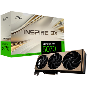 MSI Video Card Nvidia GeForce RTX 5070 12G INSPIRE 3X OC (12GB GDDR7/192bit, PCI-E Gen5, 3x DP 2.1, 1x HDMI 2.1, 1x 16-pin Power Connector, Retail)