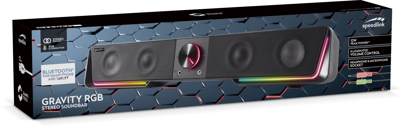 Soundbar SPEEDLINK GRAVITY, RGB, Bluetooth, crni - Slika 3