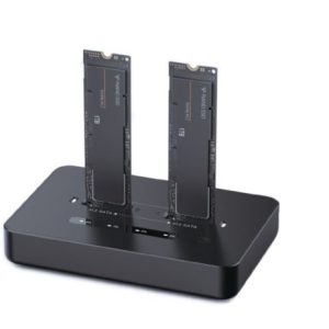 Gembird Desktop dual drive USB Type-C M.2 NVME (and SATA) SSD docking station, black