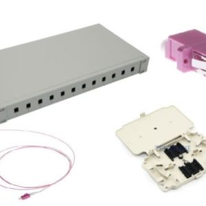 NFO Patch Panel 1U 19" Closed - Multimode 12x LC OM4 Duplex Adapter Pigtail kazeta SET