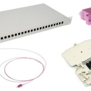 NFO Patch Panel 1U 19" Closed - Multimode 24x LC OM4 Duplex Adapter Pigtail kazeta SET