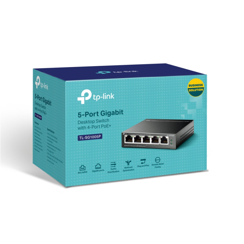 TP-Link 5-port Gigabit PoE preklopnik (Switch), 5×10/100/1000M RJ45 ports, 4×PoE ports, metalno kućište (56W) - Slika 11