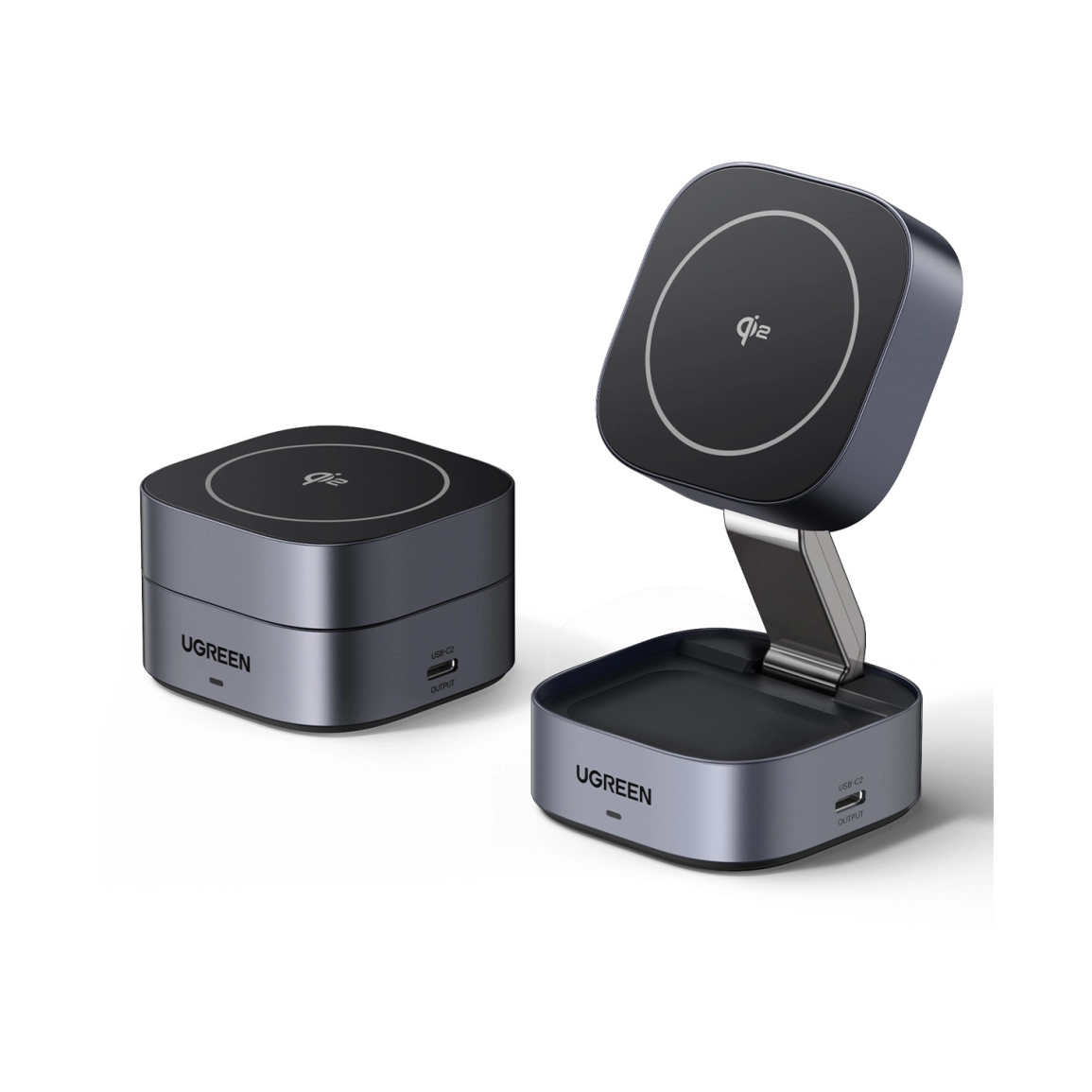 UGREEN 2in1 Qi2 Magnetic Foldable punjač, 15W, za Iphone 12-16, AirPods 3/2/Pro, sivi - Slika 11