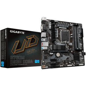 GIGABYTE Mainboard Desktop B760M DS3H DDR4 (LGA1700, 4x DDR4, 1xD-Sub, 1xHDMI, 2xDP, 2.5GLAN, 1x PCI Express x16 4.0, 2x PCI Express x1 3.0, 2xM.2, 4xSATA3, 1x USB Type-C, 5x USB 3.2 Gen1, 6x USB 2.0/1.1) mATX