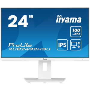 IIYAMA Monitor LED XUB2492HSU-W6 WHITE 23.8" IPS 1920 x 1080 @100Hz 16:9 250 cd/m² 1300:1 0.4ms HDMI DP USB 4 x 3.2  Full Ergonomic